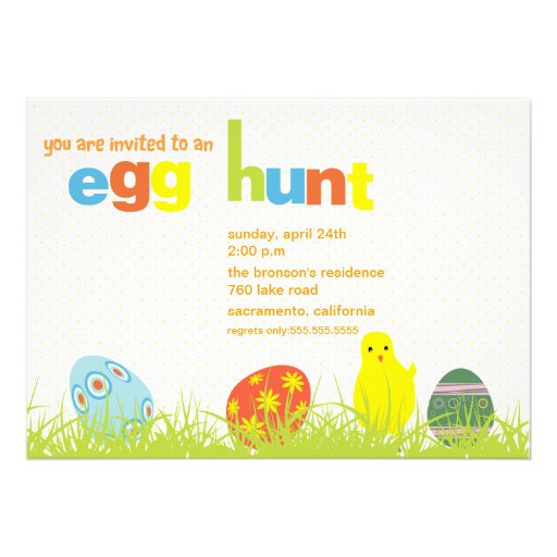 Egg hunt - easter party invitation (front side)