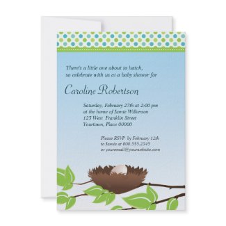 Egg in Birds Nest Baby Shower Invitation invitation
