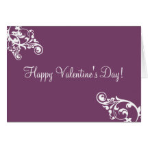 Eggplant and White Flourish Valentine's Day Card