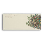 Eggplant Aqua and Gold Peacock Vintage 3 Feathers Envelopes