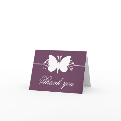 Eggplant Butterfly Swirls Thank You Card