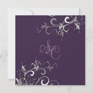 Eggplant + cream swirls Wedding Invitations invitation