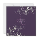 Eggplant + cream swirls  Wedding Invitations