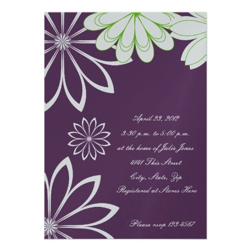 Eggplant Floral Bridal Shower Invitation