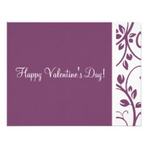 Eggplant Floral Vine Valentine's Day Note Custom Announcement
