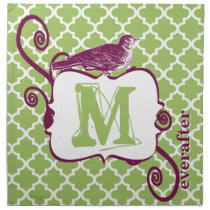 Eggplant & Lime Monogram Vintage Bird Moroccan