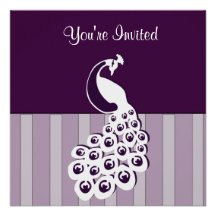 Eggplant Peacock Invitation