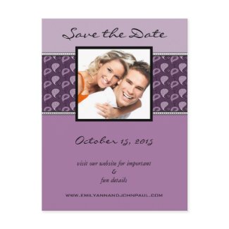 Eggplant Plum Paisley Save The Date Your Photo postcard
