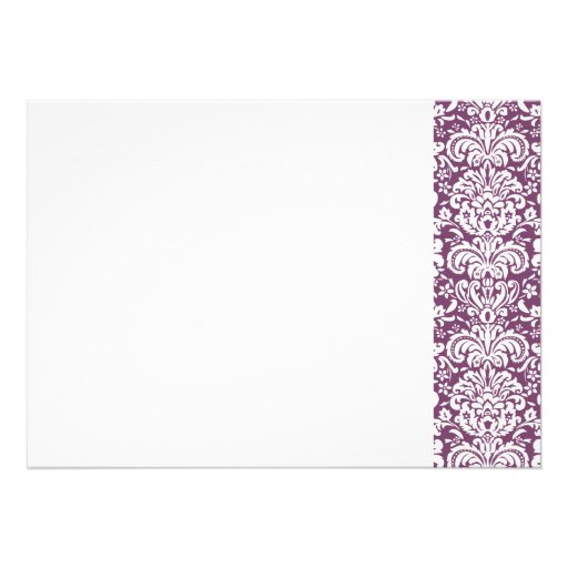 Eggplant Purple Damask Bridal Shower Invitation