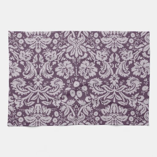 Eggplant Purple Damask Kitchen Towels Zazzle