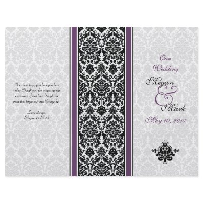 Eggplant Purple Damask Wedding Program Personalized Flyer