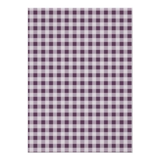 Eggplant Purple Gingham; Chalkboard look Personalized Invitation