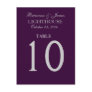 Eggplant Purple & Silver Wedding Table Number Card Postcards