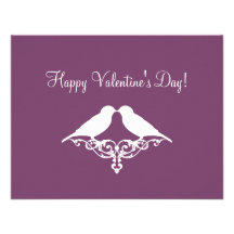 Eggplant Sparrows Valentine's Day Note Invites