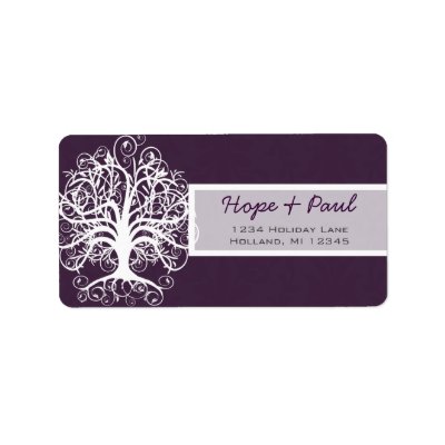Eggplant Swirl Tree Return Address Label