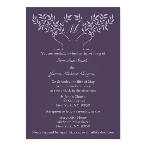 Eggplant Tree of Life Wedding Invites
