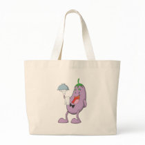 Eggplant Waiter Holding Serving Dish with Towel Tote Bags