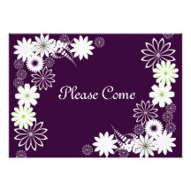 Eggplant & White Floral Bridal Shower Invitation