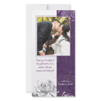 Eggplant, White Mum Floral Wedding Thank You Photo photocard