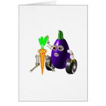 EggplantBot and CarrotBot Greeting Cards