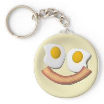 Eggs and bacon smiley face . keychain