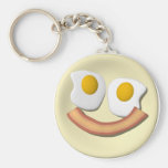 Eggs and bacon smiley face . keychain