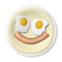 Eggs and bacon smiley face . fridge magnets