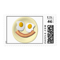 Eggs and bacon smiley face . postage