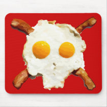 Eggs & Bacon Skull - Red Background Mouse Pad