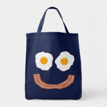 Eggs Bacon Smiley Tote Bags