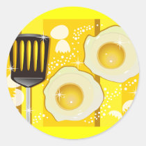illustration, yellow, cooking, fried, design, funny, egg, pop, food, cute, breakfast, colorful, happy, eat, food groups, Klistermærke med brugerdefineret grafisk design