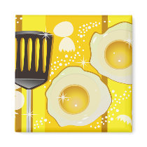 illustration, pop, cooking, yellow, egg, eggs, cute, funny, fried, food, design, breakfast, colorful, happy, eat, beverages, Magnet with custom graphic design