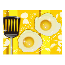 illustration, pop, cooking, yellow, egg, eggs, cute, funny, fried, food, design, breakfast, colorful, happy, eat, food groups, Postkort med brugerdefineret grafisk design