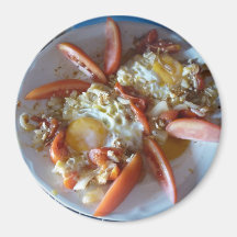 Eggs ranchero round refrigerator magnet