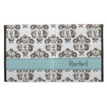 Eggshell Blue Brown Damask iPad Folio Case Cover