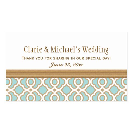 Eggshell Blue Gold Moroccan Wedding Table Place Business Card Templates (back side)