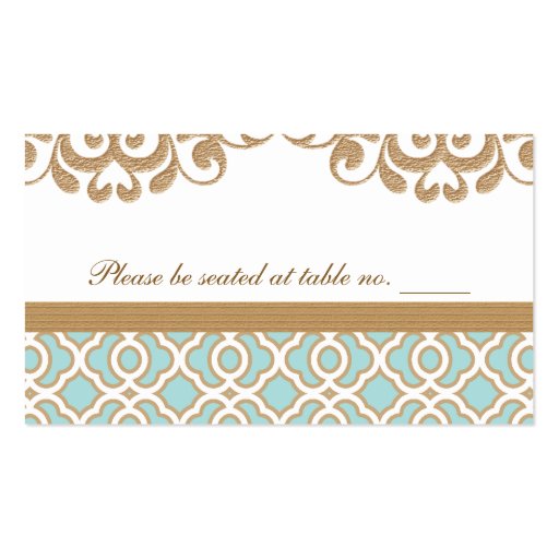 Eggshell Blue Gold Moroccan Wedding Table Place Business Card Templates (front side)