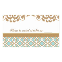 Eggshell Blue Gold Moroccan Wedding Table Place Business Card Templates