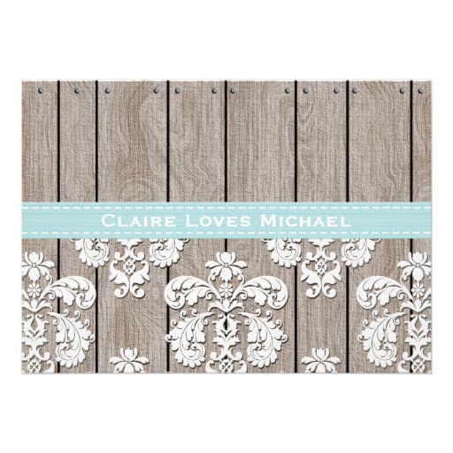 Eggshell Blue Lace Rustic Bridal Shower Invitation