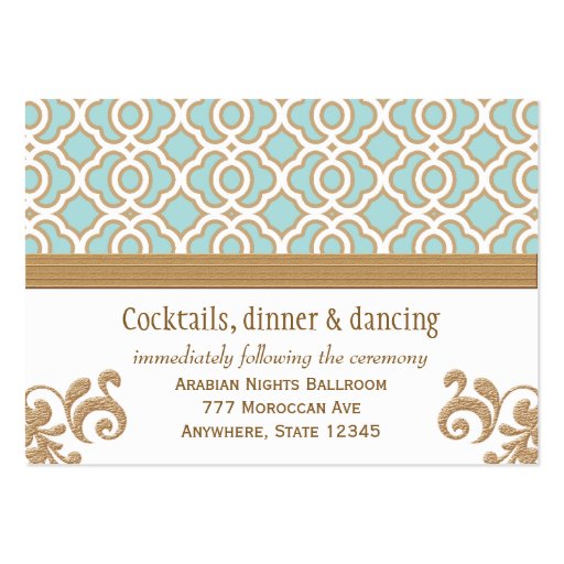 Eggshell Gold Moroccan Reception Enclosure Cards Business Card (front side)