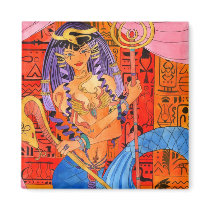 Egiptian Mermaid Queen Square Magnet magnets