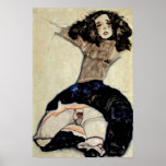 Egon Schiele - Girl with upturned rock Poster