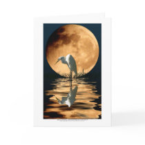 EGRET & GOLDEN MOON ~ Greeting-cards & Note Cards