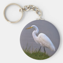 Egret Strolling in the Sunlight Keychain
