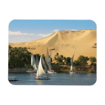 Egypt, Aswan, Nile River, Felucca sailboats, 2 Rectangle Magnets