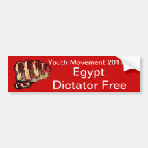 Egypt, Dictator Free, Youth Movement 2011 Bumper Sticker