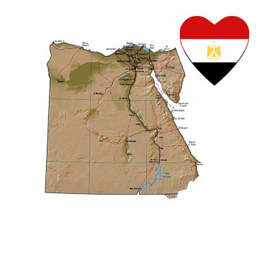 Egypt Flag Heart and Map T-Shirt by FlagAndMap