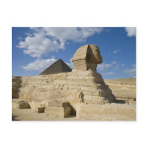 Egypt, Giza. The great Sphynx rises above the 2 Postcards