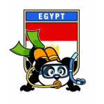 This cute panda loves to go scuba diving in Egypt! The Red Sea has such beautiful coral reefs and marine life! Panda wears double tanks, a scuba mask & reg, and green fins. What a cutie! A great gift for any scuba diver who loves to go to Egypt.