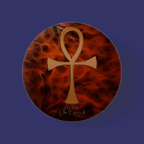 Egyptian Copper-effect Red Fractal ANKH Buttons buttons